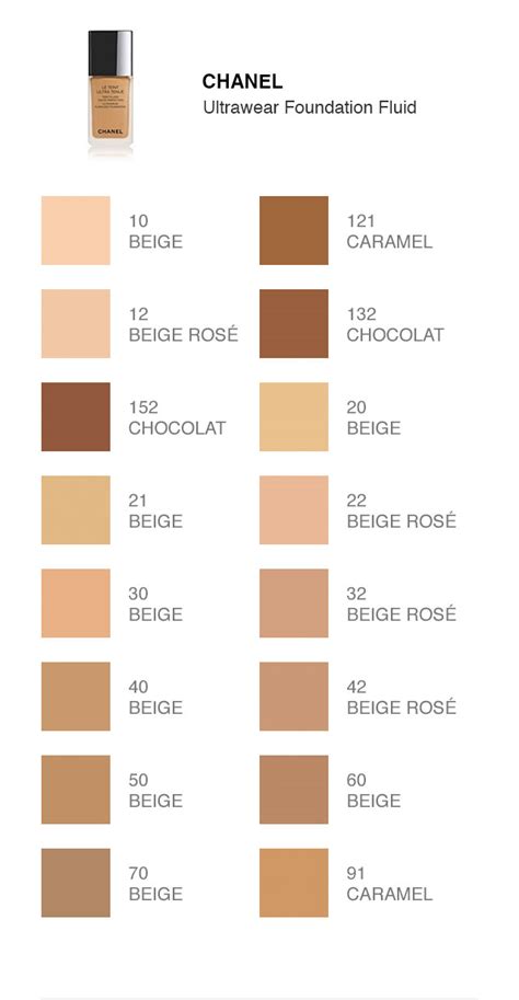 chanel 1 foundation|chanel makeup color chart.